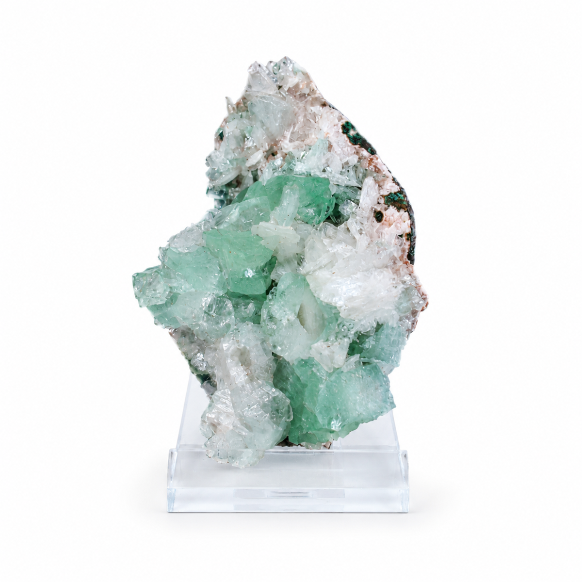 Natural Green Apophyllite with Stilbite on Matrix – 100 g