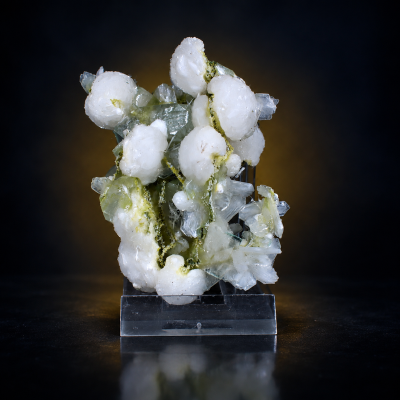 Apophyllite Tabular Crystal Group with Heulandite and Okenite | 80 g | 9 × 5 × 5 cm