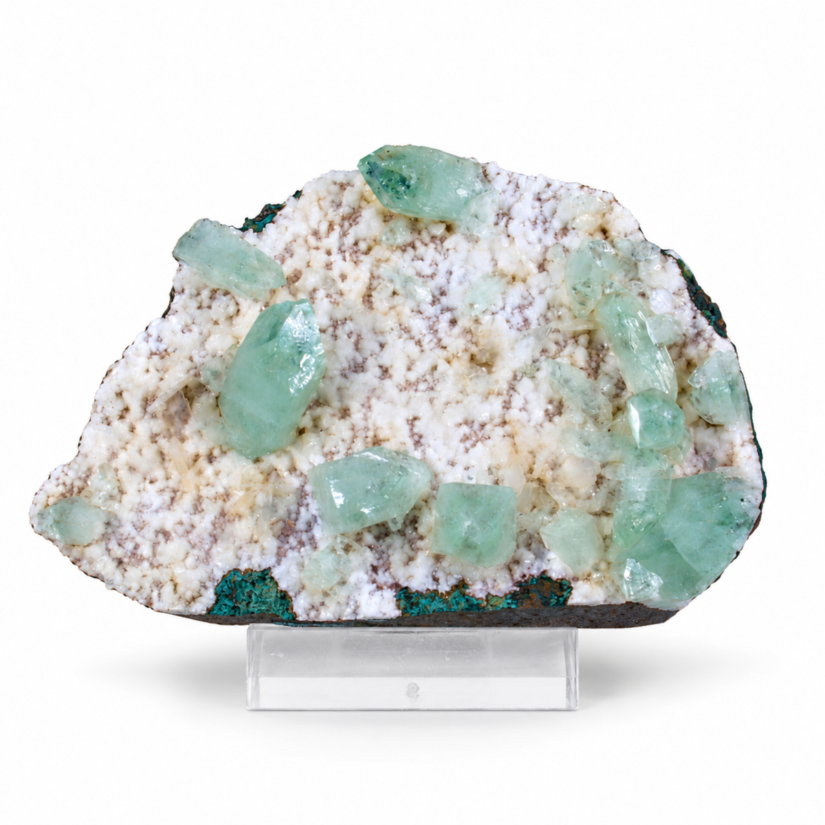 Natural Green Apophyllite with White Stilbite on Matrix – 180 g