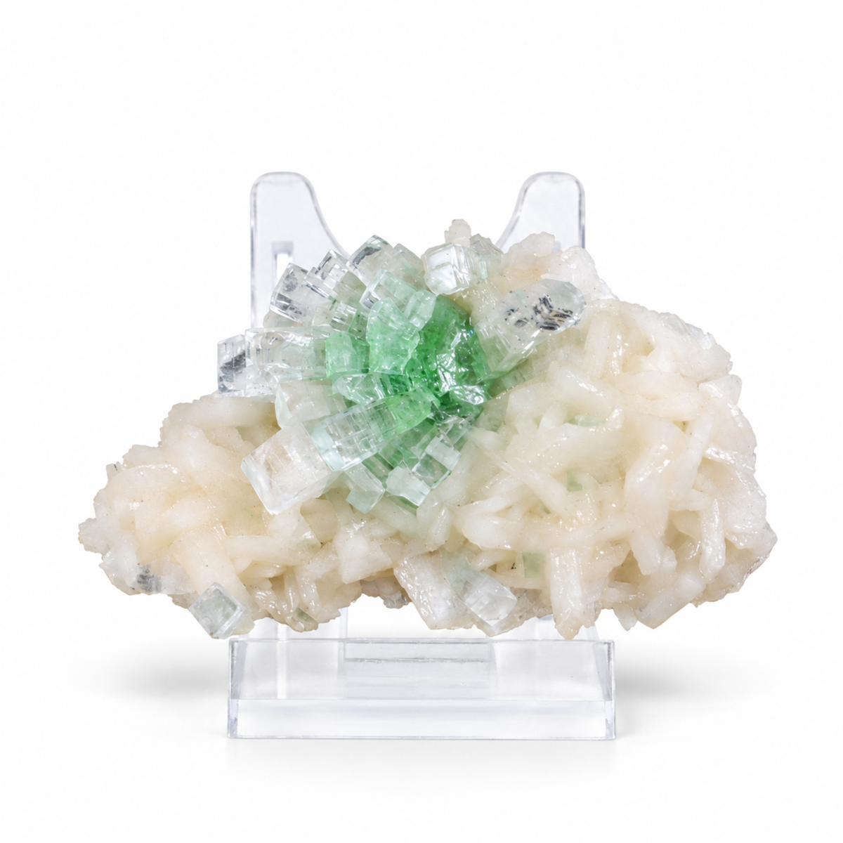 Natural Green Apophyllite with Stilbite on Heulandite Matrix – 100 g