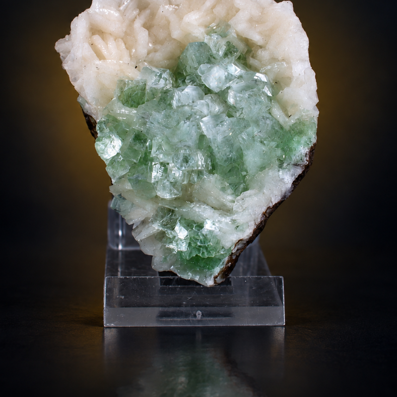 Green Apophyllite Tabular Crystal Cluster with Heulandite | 100 g | 7 × 5 × 3 cm