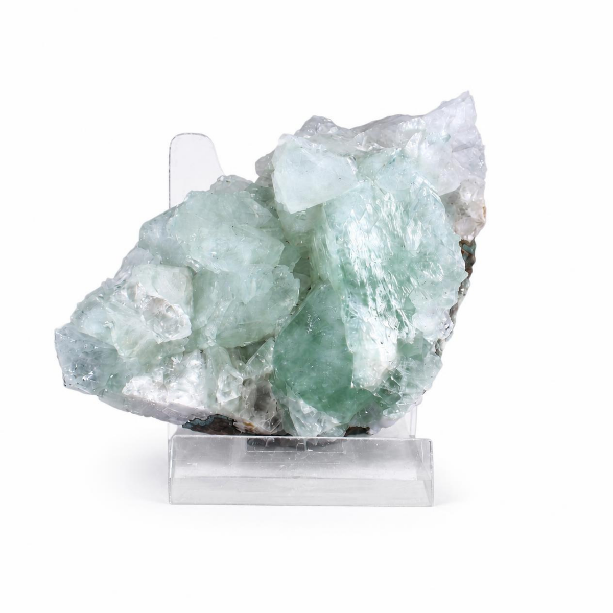 Green Apophyllite Crystal Cluster on Stilbite Collectible Mineral Specimen 8 × 5 × 3 cm