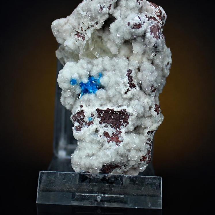 Blue Cavansite Crystal Aggregates on White Crystalline Matrix — India | 90 g | 6 × 4 × 3 cm
