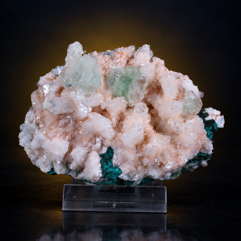 Pink Apophyllite Tabular Crystal Group with Heulandite | 90 g | 10 × 7 × 4 cm