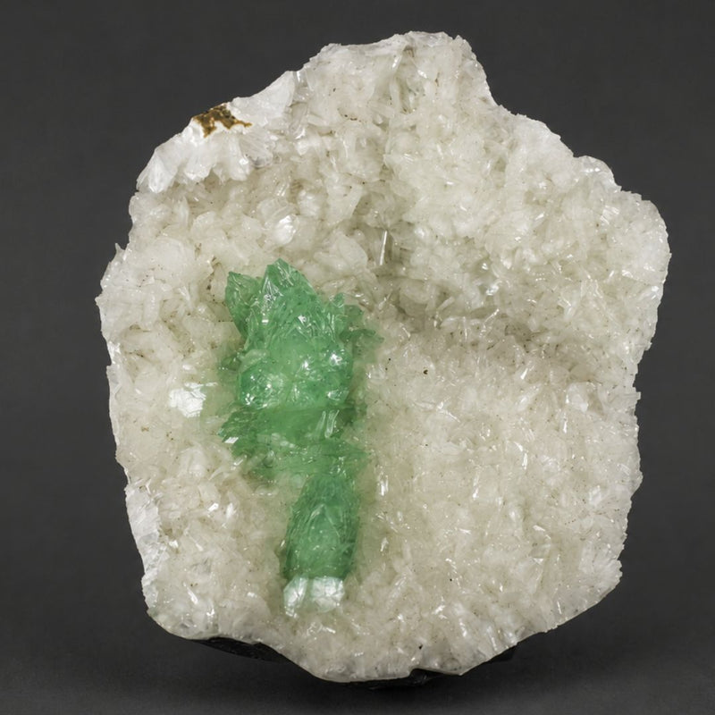 Green Tabular Apophyllite with White Bladed Stilbite | 110 g | 13 × 12 × 5 cm