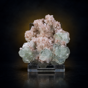 Natural Pink Stilbite with Green Apophyllite Mineral Specimen – 80g