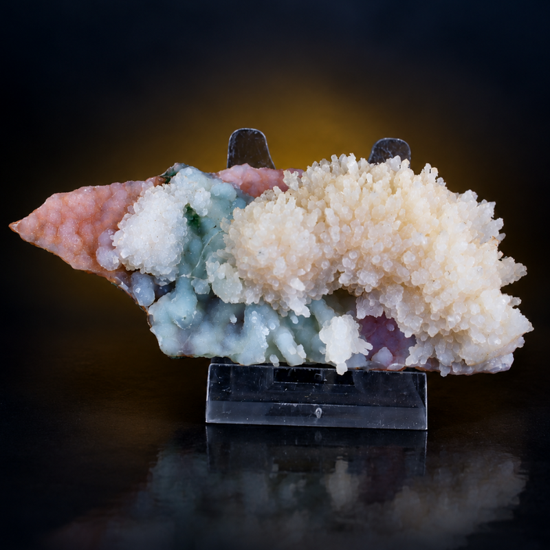 Scolecite Radiating Crystal Cluster with Chalcedony and Heulandite | 80 g | 11 × 6 × 4 cm
