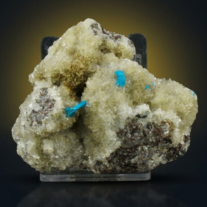 Blue Cavansite Crystals on Cream Crystalline Matrix — India | 100 g | 6 × 6 × 3 cm