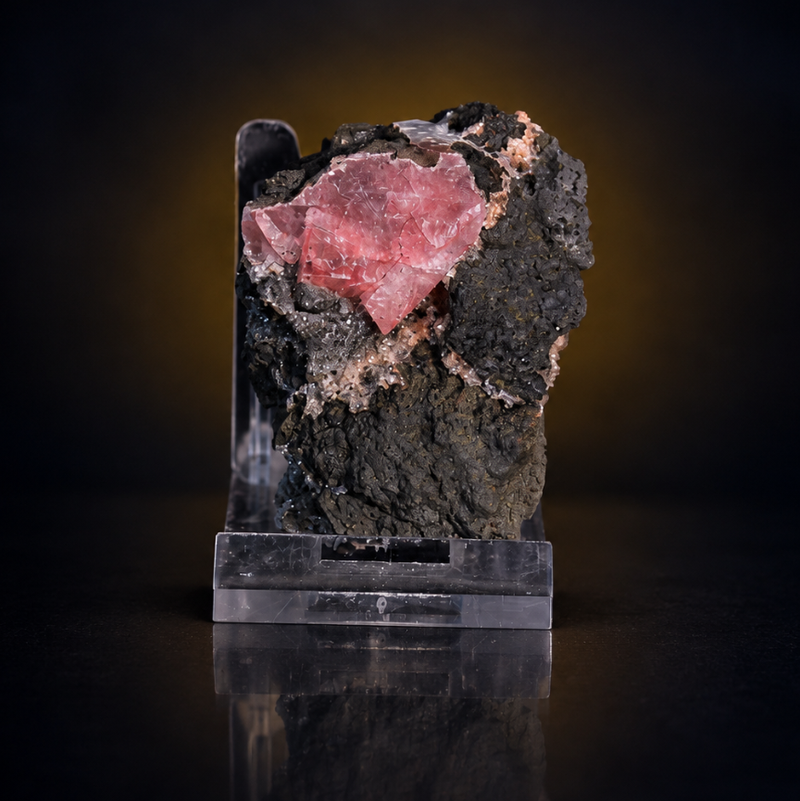 Pink Calcite Tabular Crystals on Dark Matrix — India | 80 g | 6 × 5 × 3 cm
