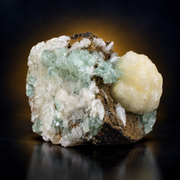 Natural Green Apophyllite with Heulandite Matrix Crystal Specimen – India