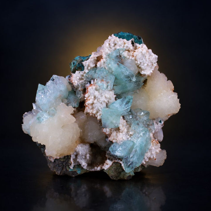 Green Apophyllite Crystal Group with Stilbite and Mordenite — India | 200 g | 9 × 8 × 5 cm