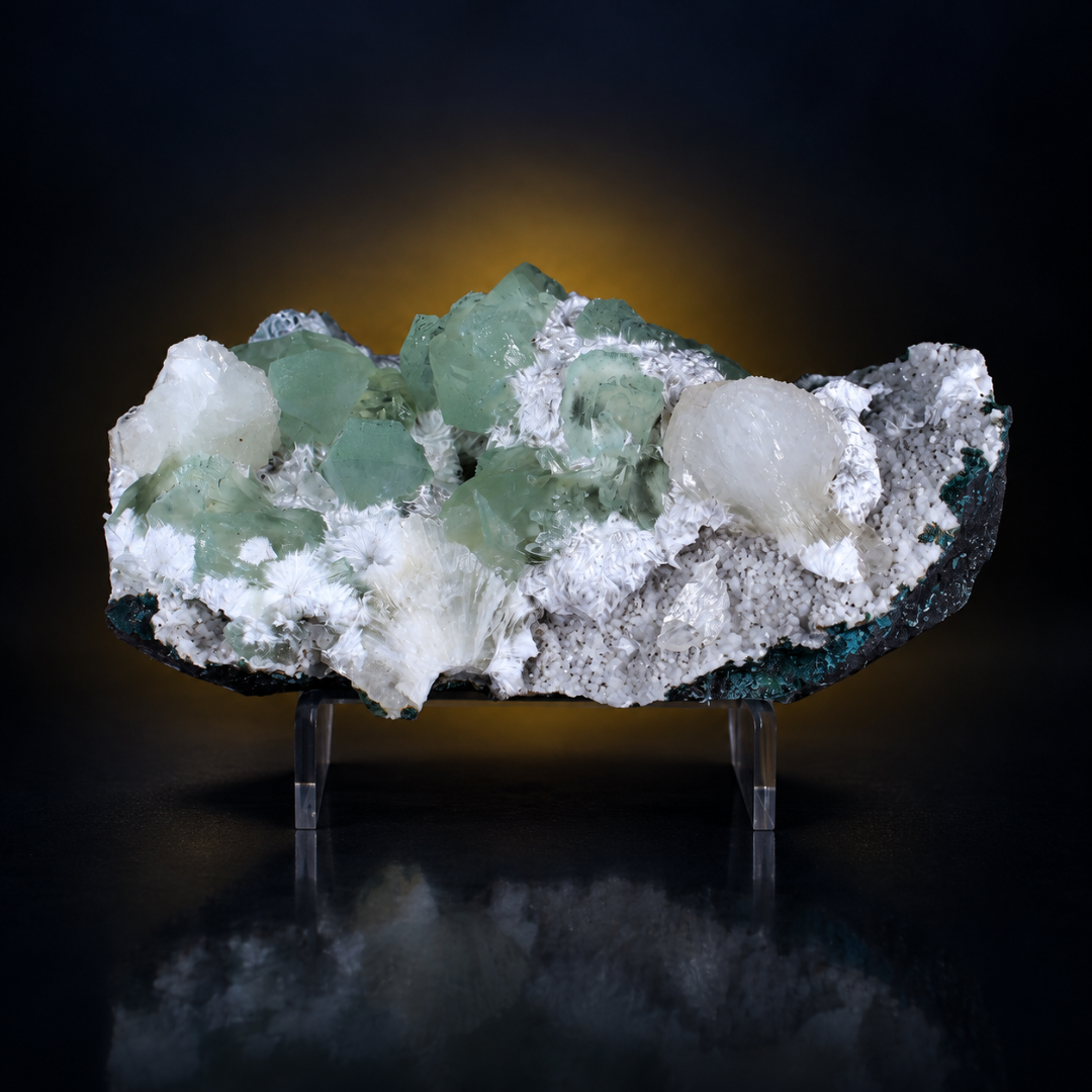 Green Apophyllite on White Matrix – Natural Mineral Specimen