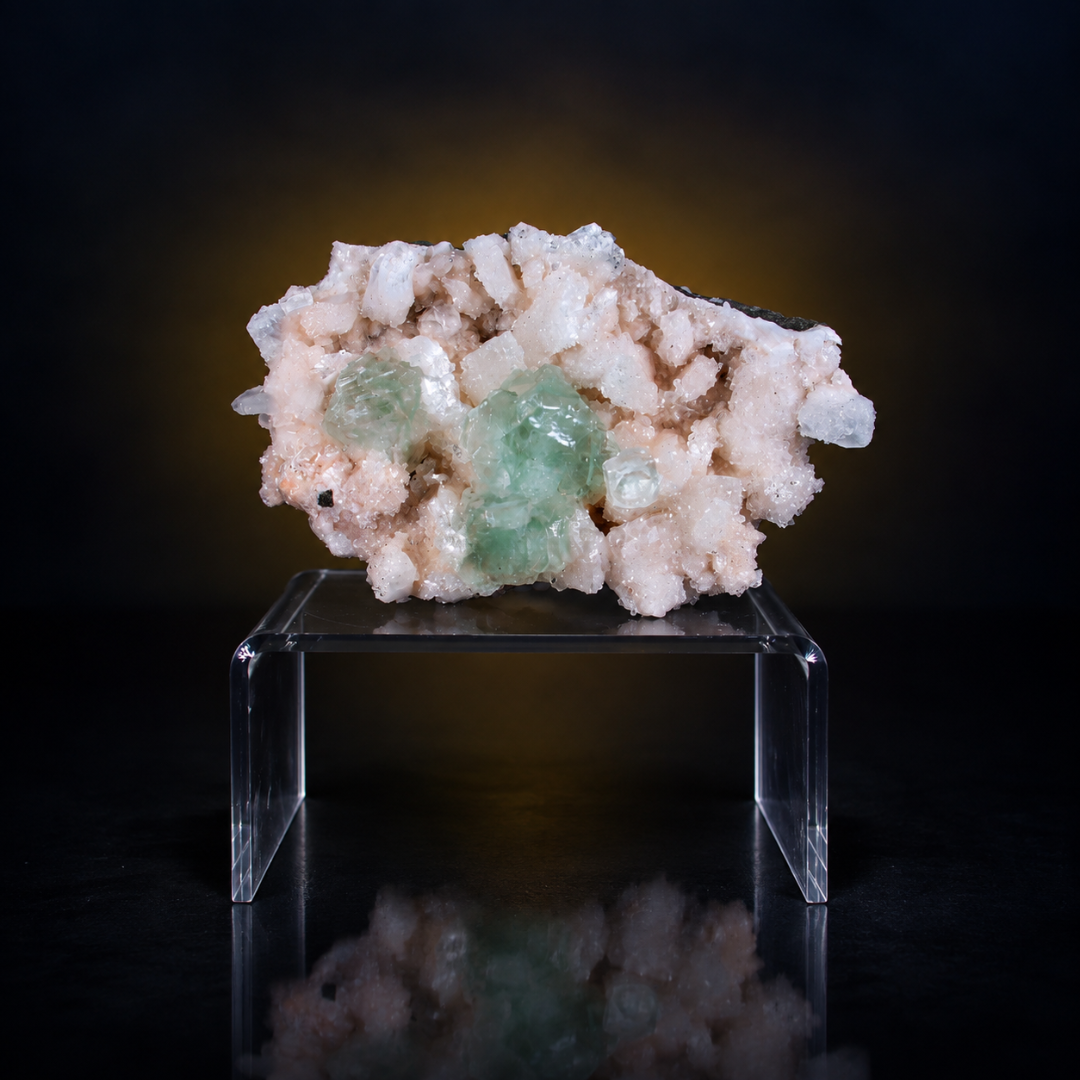 Natural Green Apophyllite with Stilbite Crystal Specimen – 160g