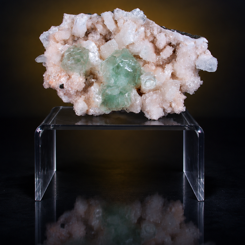 Green Apophyllite Tabular Crystal Group with Stilbite | 160 g | 10 × 6 × 5 cm