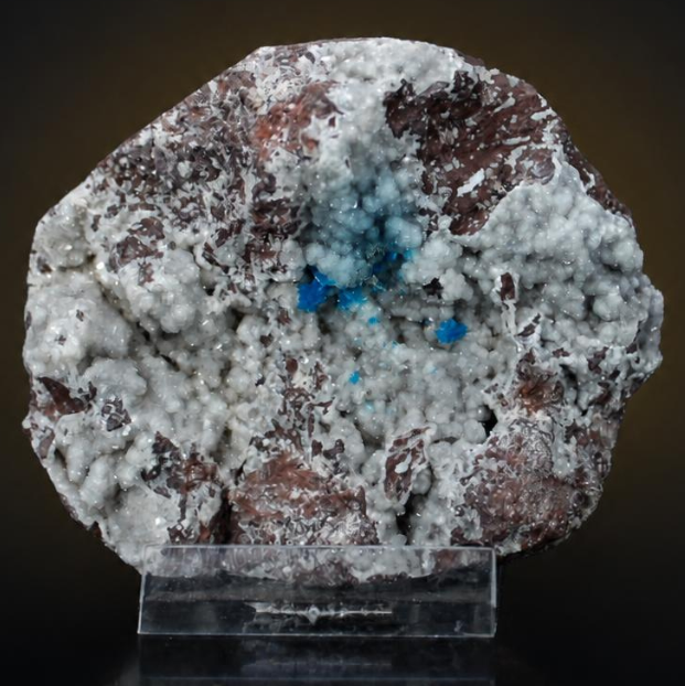 Blue Cavansite Crystal Cluster on White-Coated Rock Matrix — India | 190 g | 8 × 7 × 2 cm