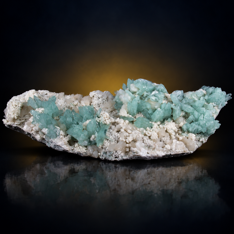 Green Apophyllite Crystal-Coated Matrix with Mordenite and Heulandite — India | 1060 g | 27 × 9 × 6 cm
