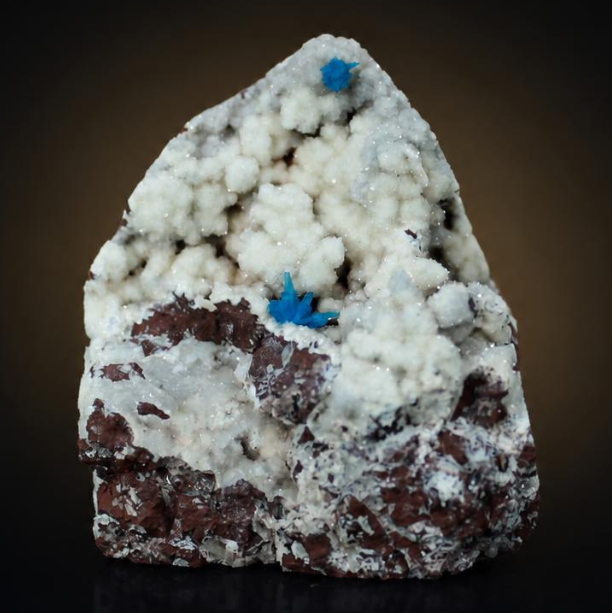 Blue Cavansite Crystal Aggregate on Cream Crystalline Matrix — India | 110 g | 5 × 5 × 3 cm