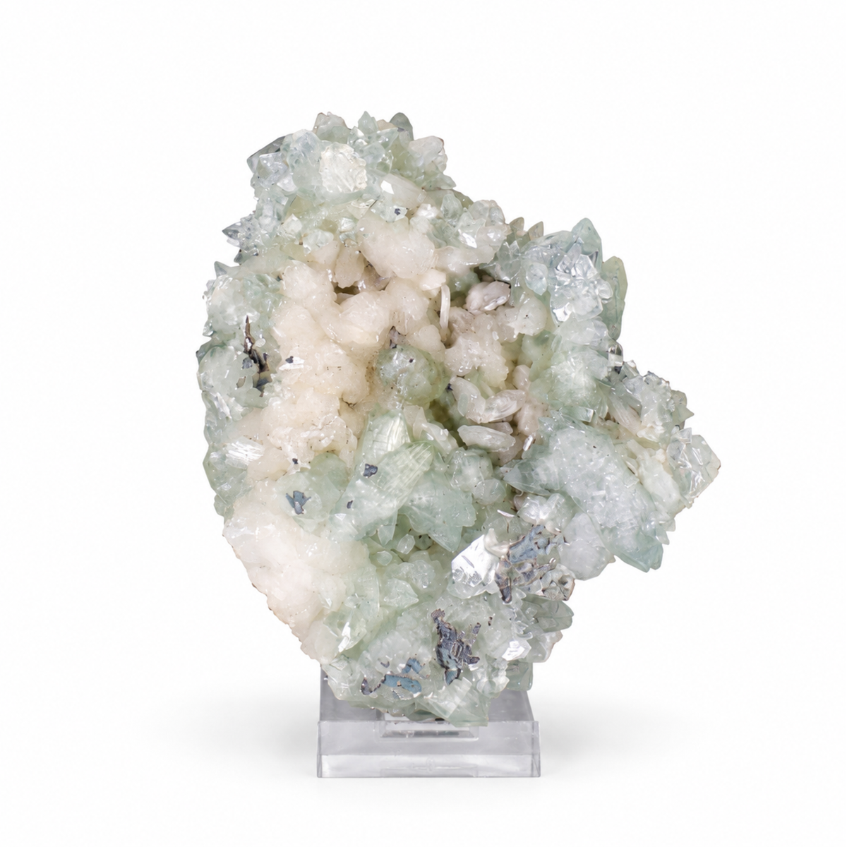 Natural Green Apophyllite with Stilbite on Matrix – 330 g