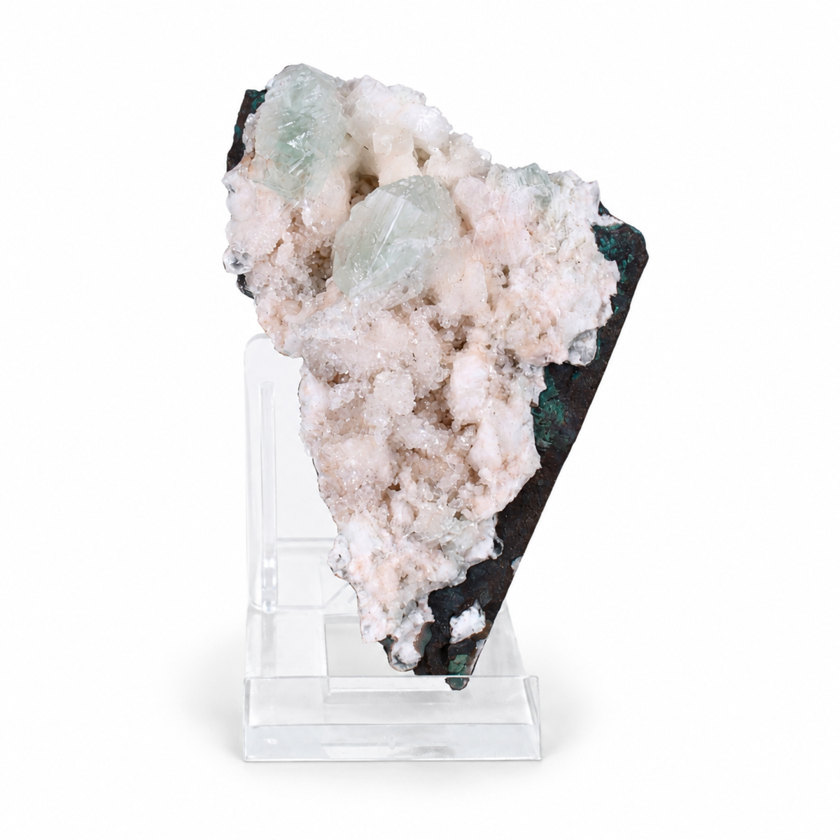 Green Apophyllite Crystals on Stilbite Matrix 8×6×4 cm | 120g