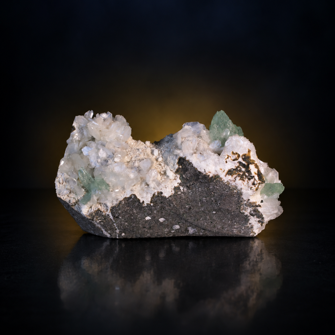 Natural Green Apophyllite, Stilbite with Heulandite Crystal Specimen – India