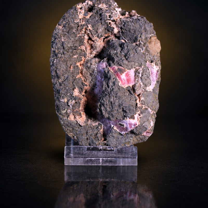 Pink Calcite Tabular Crystals on Dark Matrix — India | 290 g | 9 × 6 × 5 cm