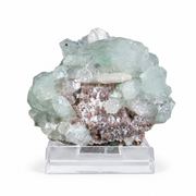 Natural Green Apophyllite Crystal Cluster on Peach-White Stilbite Matrix – 130 g