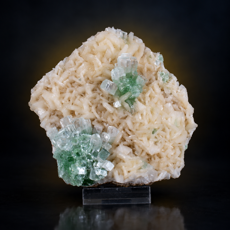Green Apophyllite with Heulandite – Natural Mineral Specimen