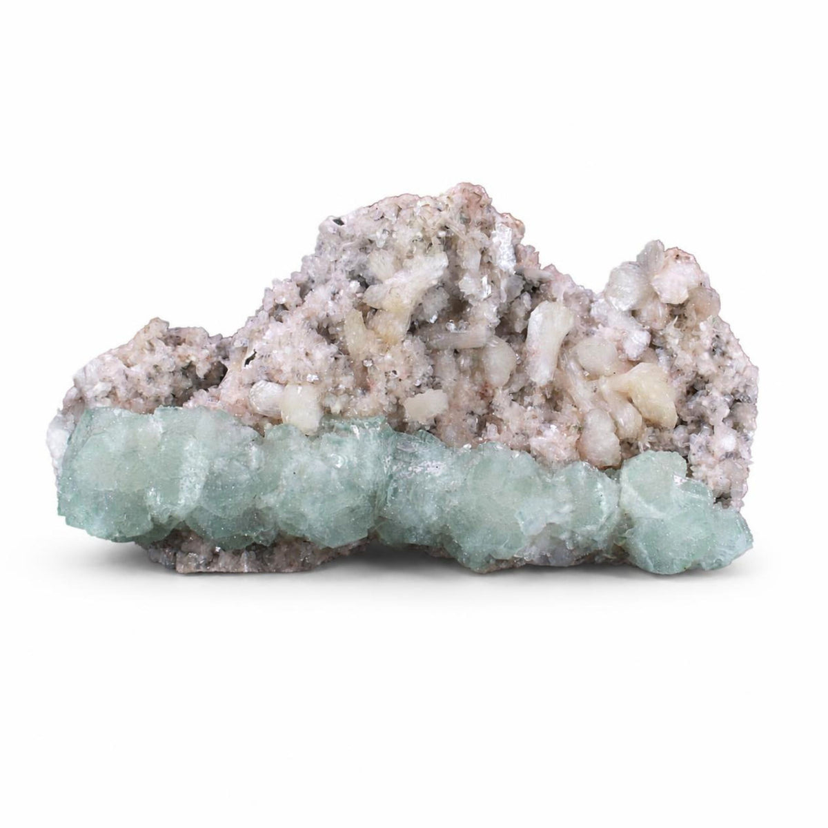 Natural Green Apophyllite & Stilbite Crystal – Mineral Specimen from India | 1070 gm | 21 × 12 × 6 cm