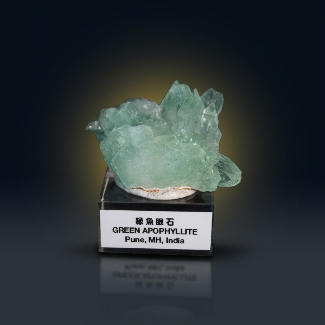 Natural Green Apophyllite Matrix – Mineral Specimen from India