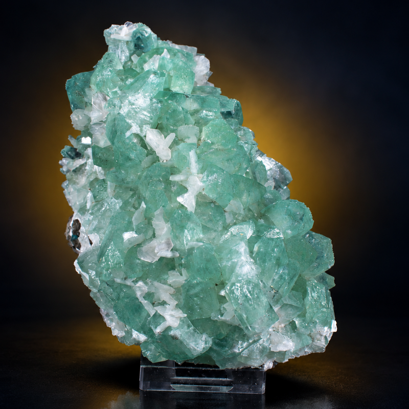 Green Apophyllite Tabular Crystal Cluster — India | 530 g | 13 × 8 × 6 cm