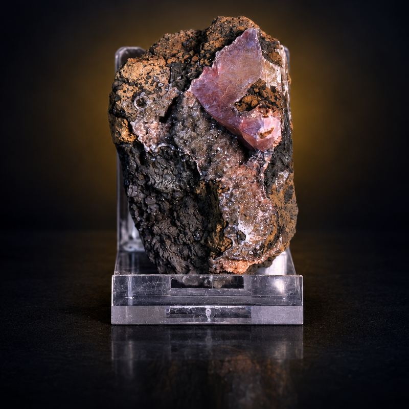 Pink Calcite Tabular Crystals on Dark Matrix — India | 80 g | 6 × 4 × 4 cm