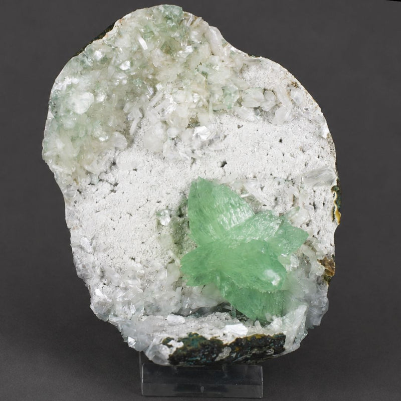 Green Apophyllite with Mordenite on White Granular Matrix | 540 g | 15 × 11 × 7 cm