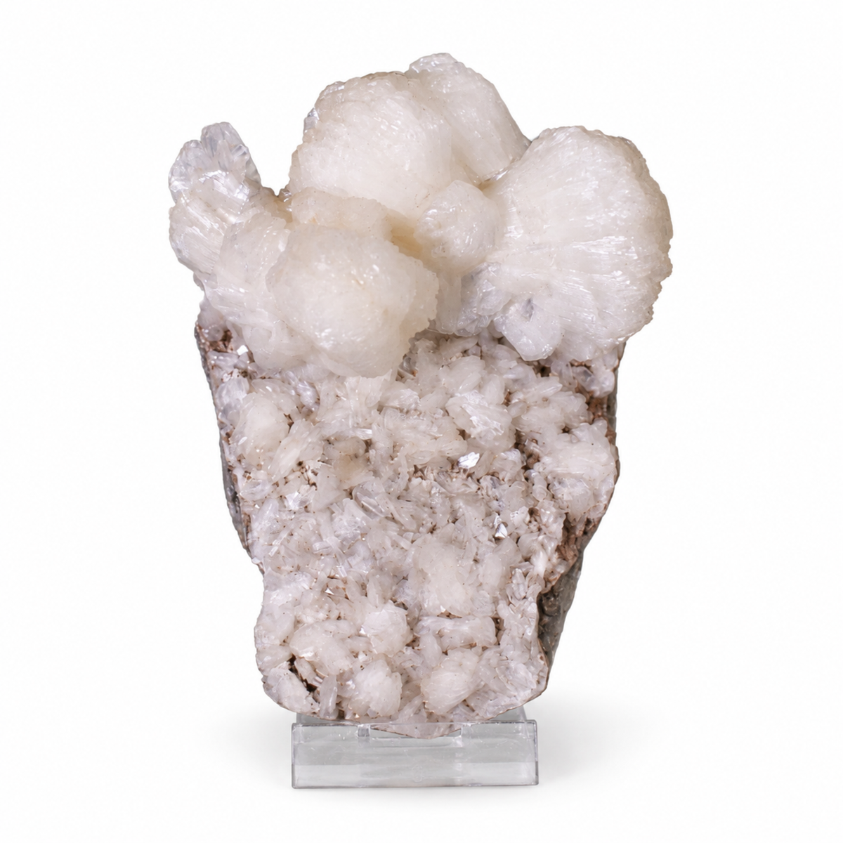 Natural White Stilbite Zeolite Crystal Cluster on Basalt Matrix – 400 g