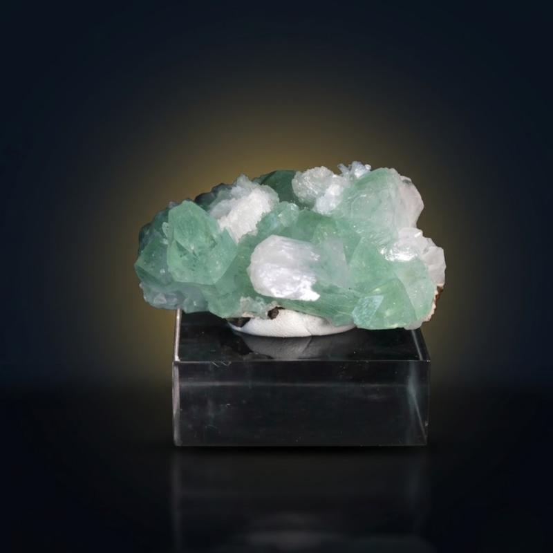 Natural Green Apophyllite Crystal with Heulandite Matrix – Mineral Specimen from India