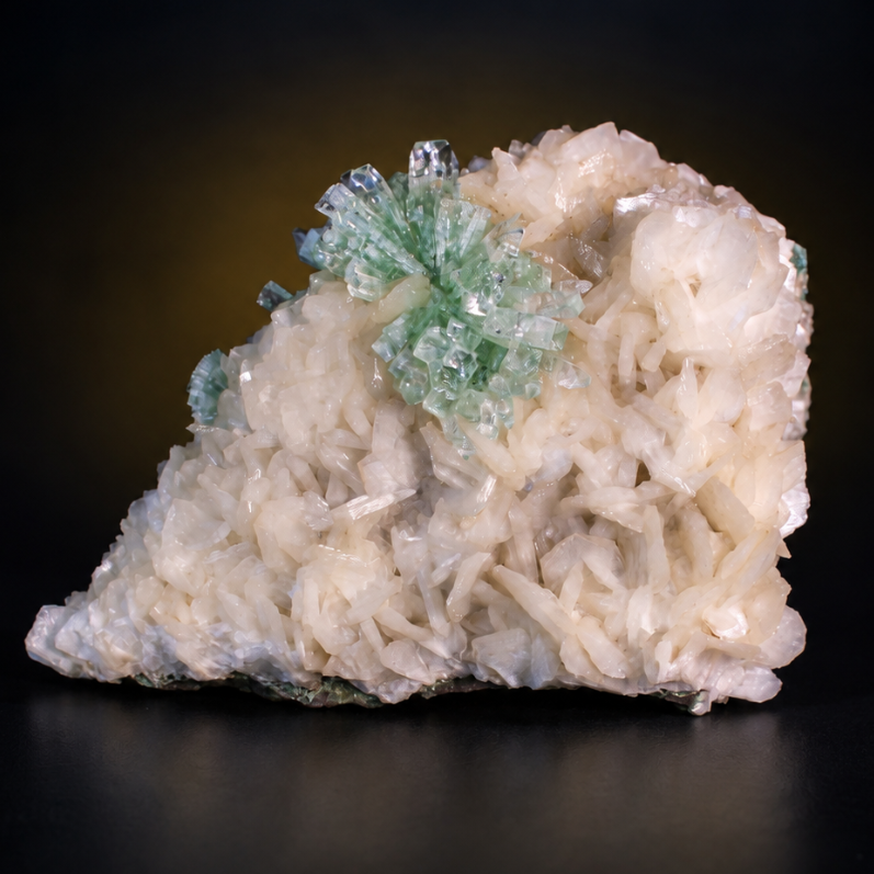 Green Apophyllite Crystal Group with Stilbite and Heulandite — India | 370 g | 13 × 7 × 7 cm