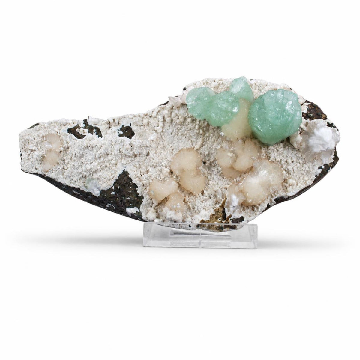 Natural Green Apophyllite with Stilbite Crystal Specimen – 835 gm | 20 × 9 × 6 cm