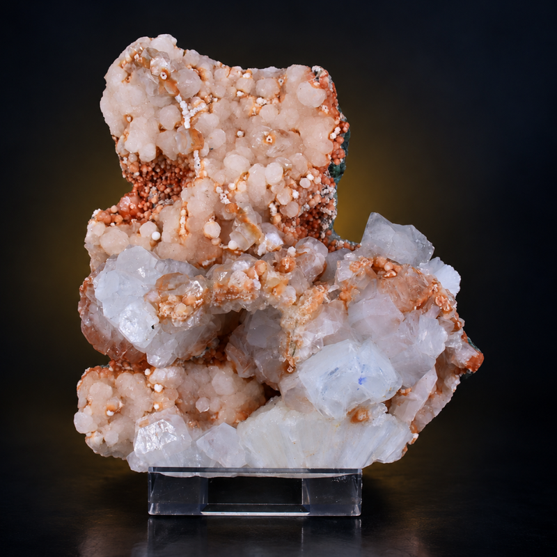 Stilbite Crystal Aggregate with Apophyllite | 1270 g | 15 × 14 × 4 cm