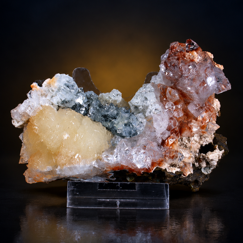 Apophyllite Tabular Crystal Group with Stilbite | 140 g | 10 × 6 × 4 cm