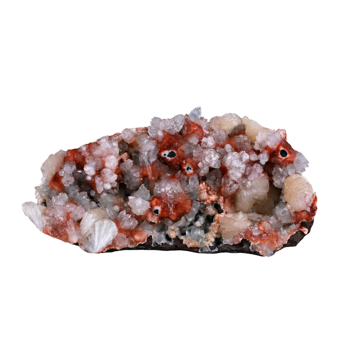 Apophyllite with Stilbite on Dark Rocky Matrix · 510 g · 16 × 9 × 5 cm