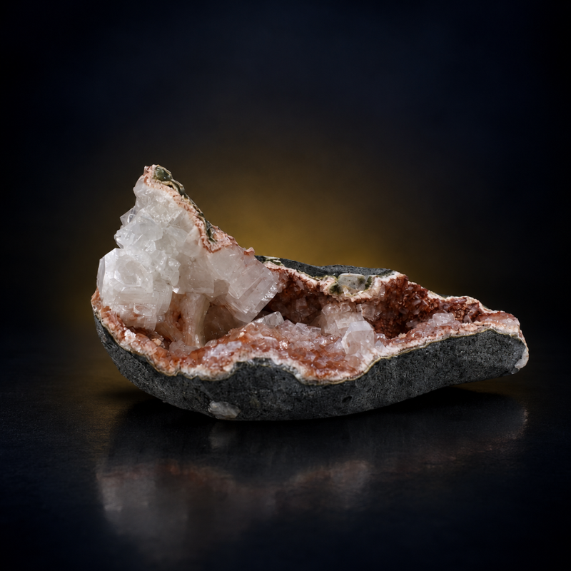 Stilbite Radiating Crystal Aggregate with Chalcedony Geode | 570 g | 16 × 9 × 7 cm