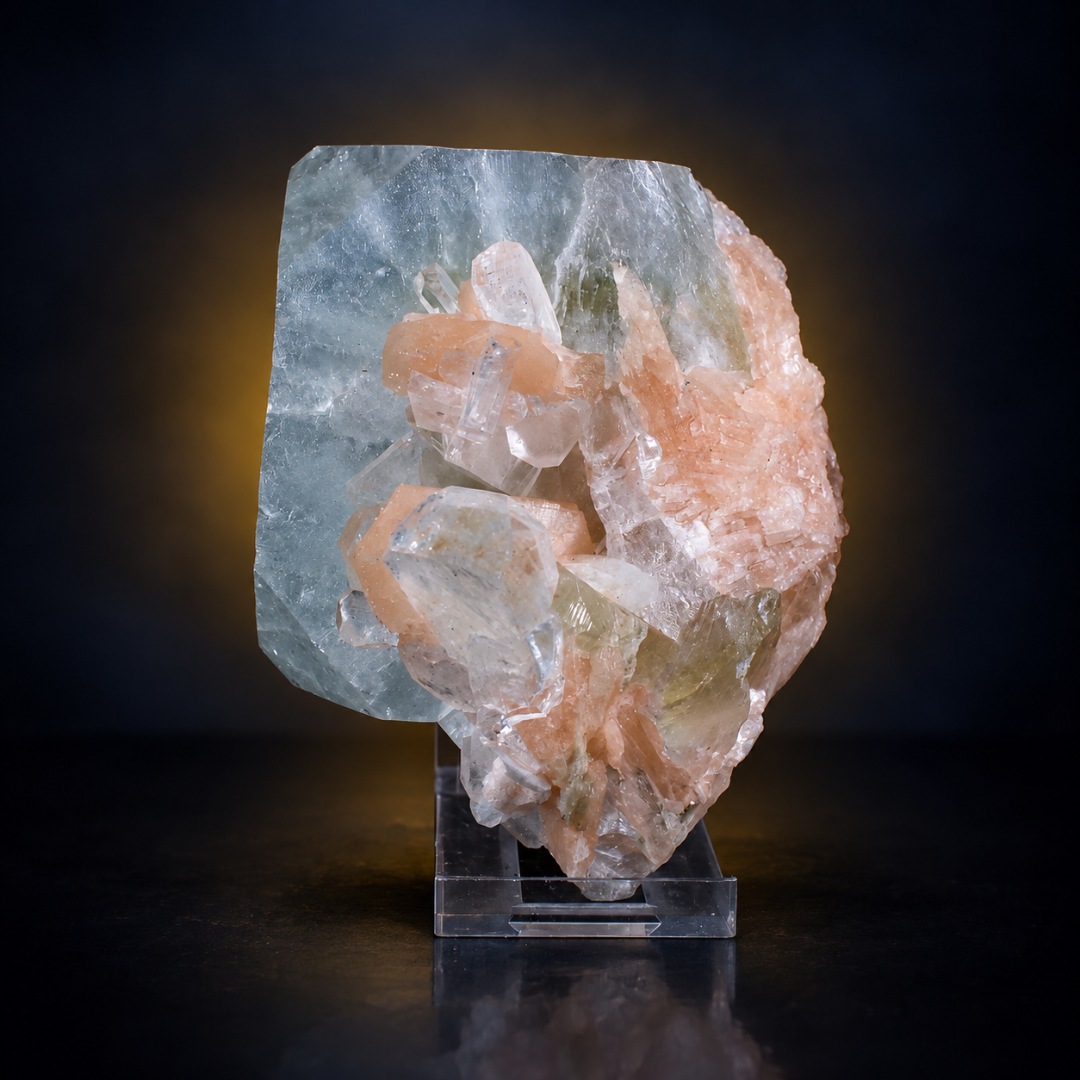 Natural Apophyllite with Heulandite Matrix Mineral Specimen