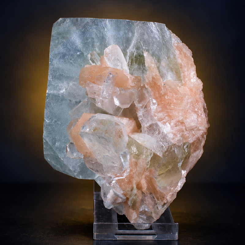 Apophyllite Tabular Crystal with Heulandite on Matrix — India | 500 g | 11 × 8 × 4 cm