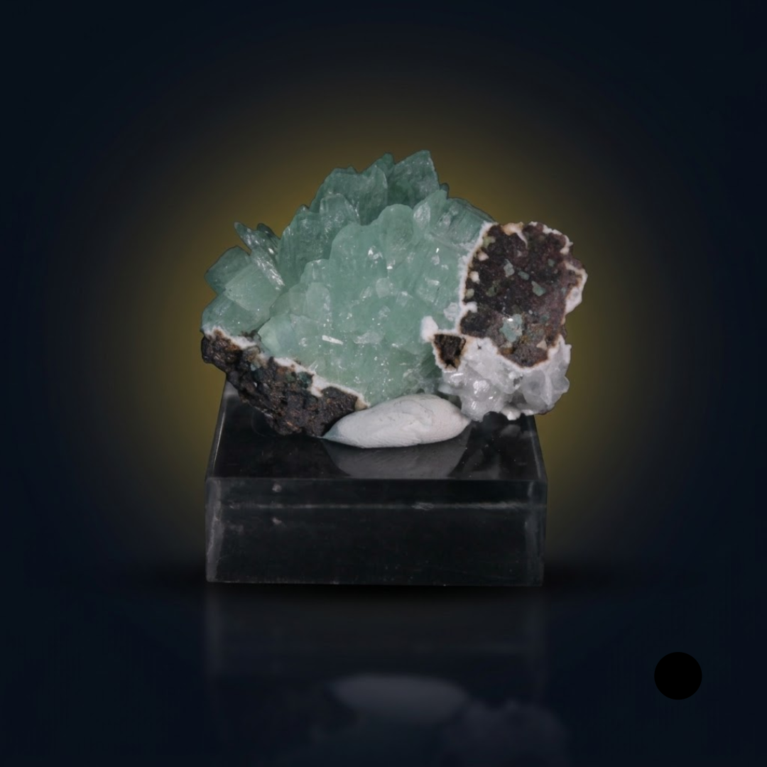 Natural Green Apophyllite Crystal Matrix – Mineral Specimen from India