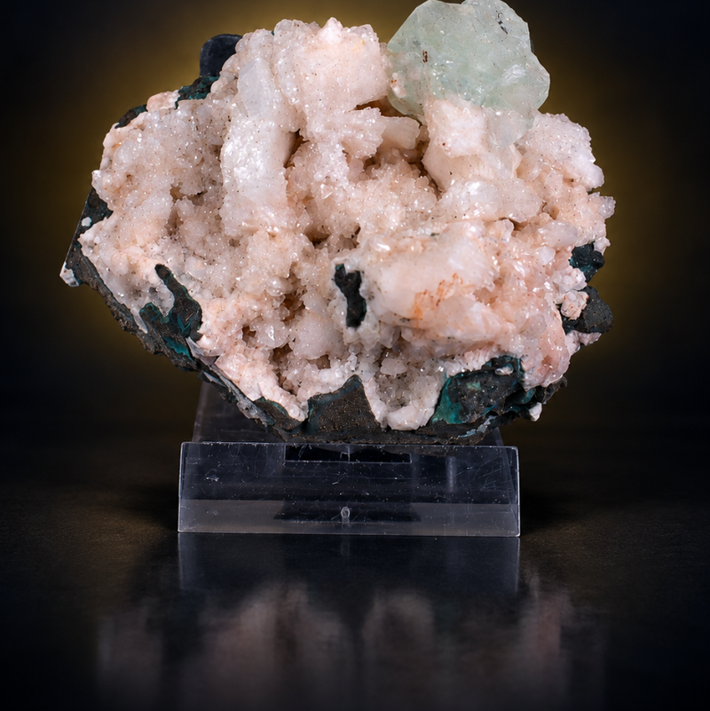 Stilbite Radiating Crystal Group with Apophyllite | 110 g | 9 × 6 × 4 cm