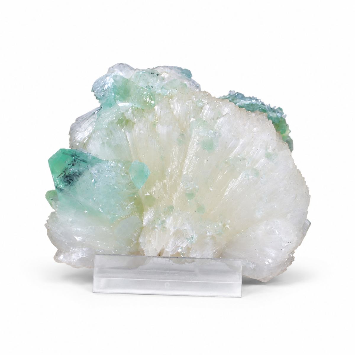 Natural Green Apophyllite on Heulandite Crystal Cluster – 210 g