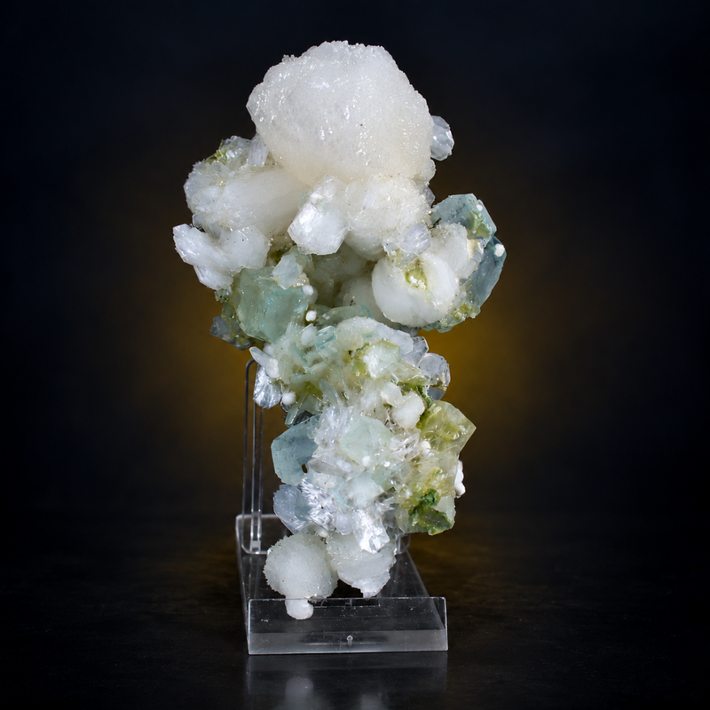 Apophyllite Tabular Crystal Group with White Stilbite | 240 g | 12 × 7 × 6 cm