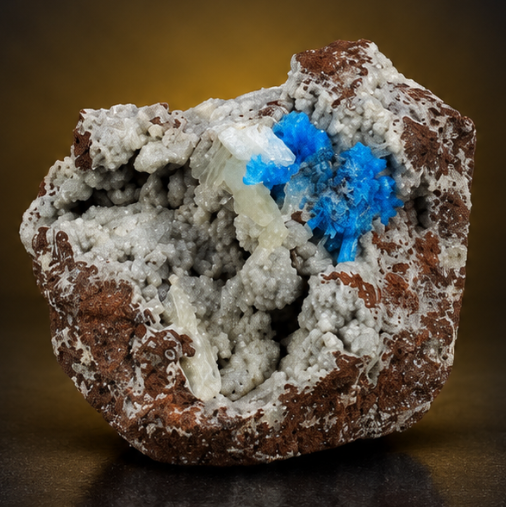 Blue Cavansite Crystal Cluster on Grey Crystalline Matrix — India | 60 g | 5 × 4 × 2 cm