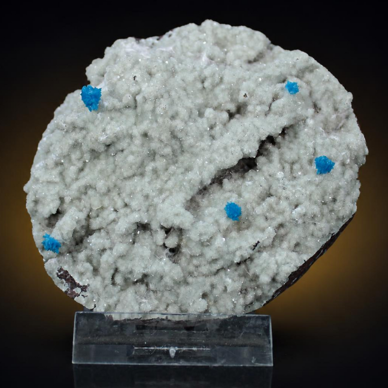 Blue Cavansite Crystal Aggregates on Pale Grey Matrix — India | 160 g | 7 × 7 × 2 cm
