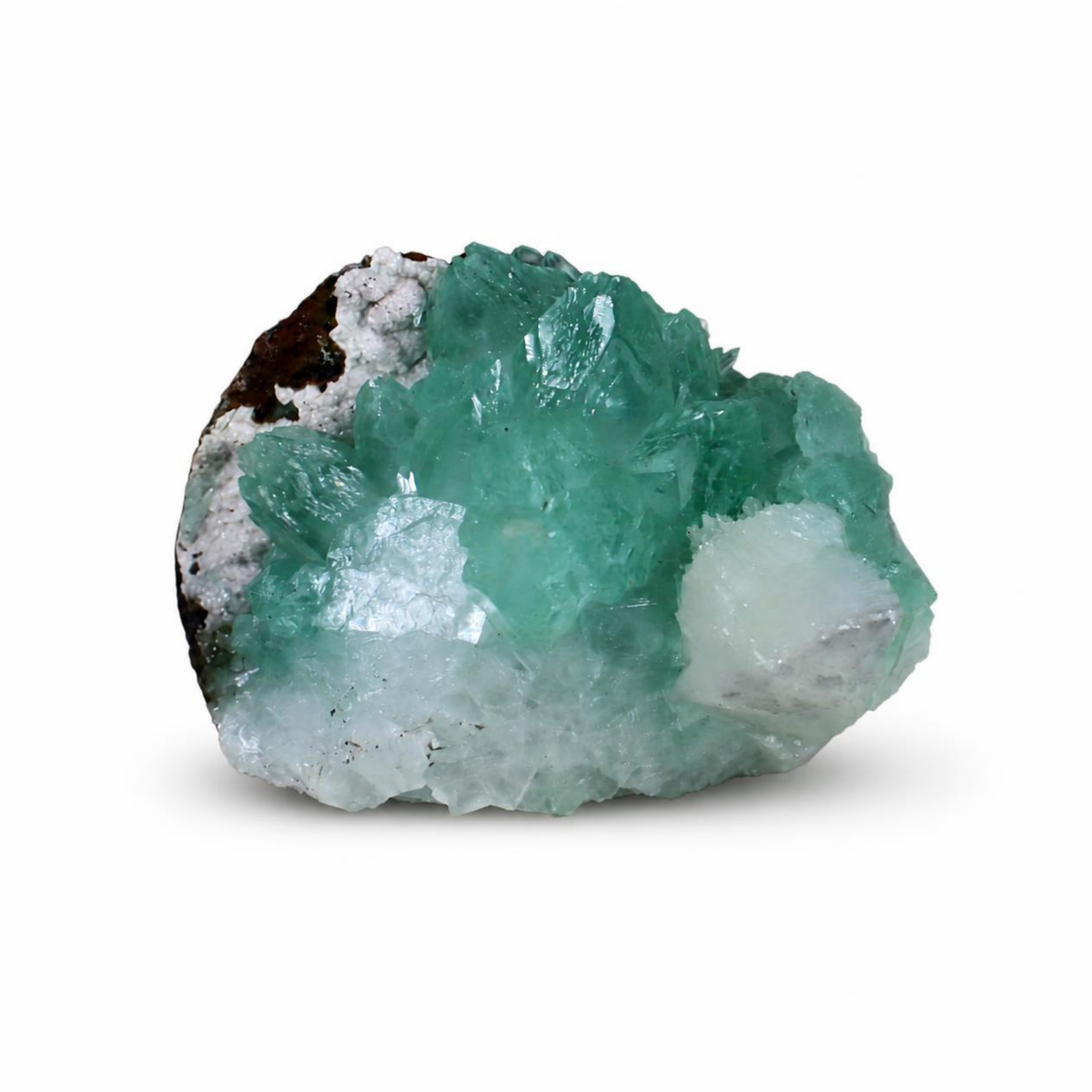 Green Apophyllite on White Stilbite Matrix Crystal Specimen | Maharashtra, India