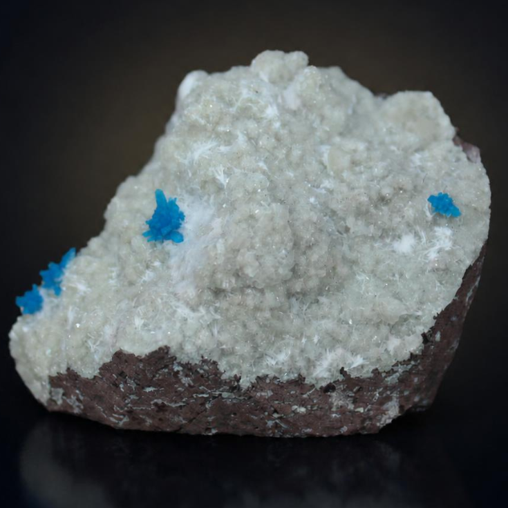 Blue Cavansite Crystal Aggregates on White Crystalline Matrix — India | 110 g | 4 × 3 × 4 cm
